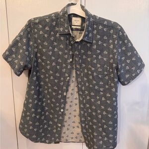 Billy Reid Gray Patterned Casual Shirt